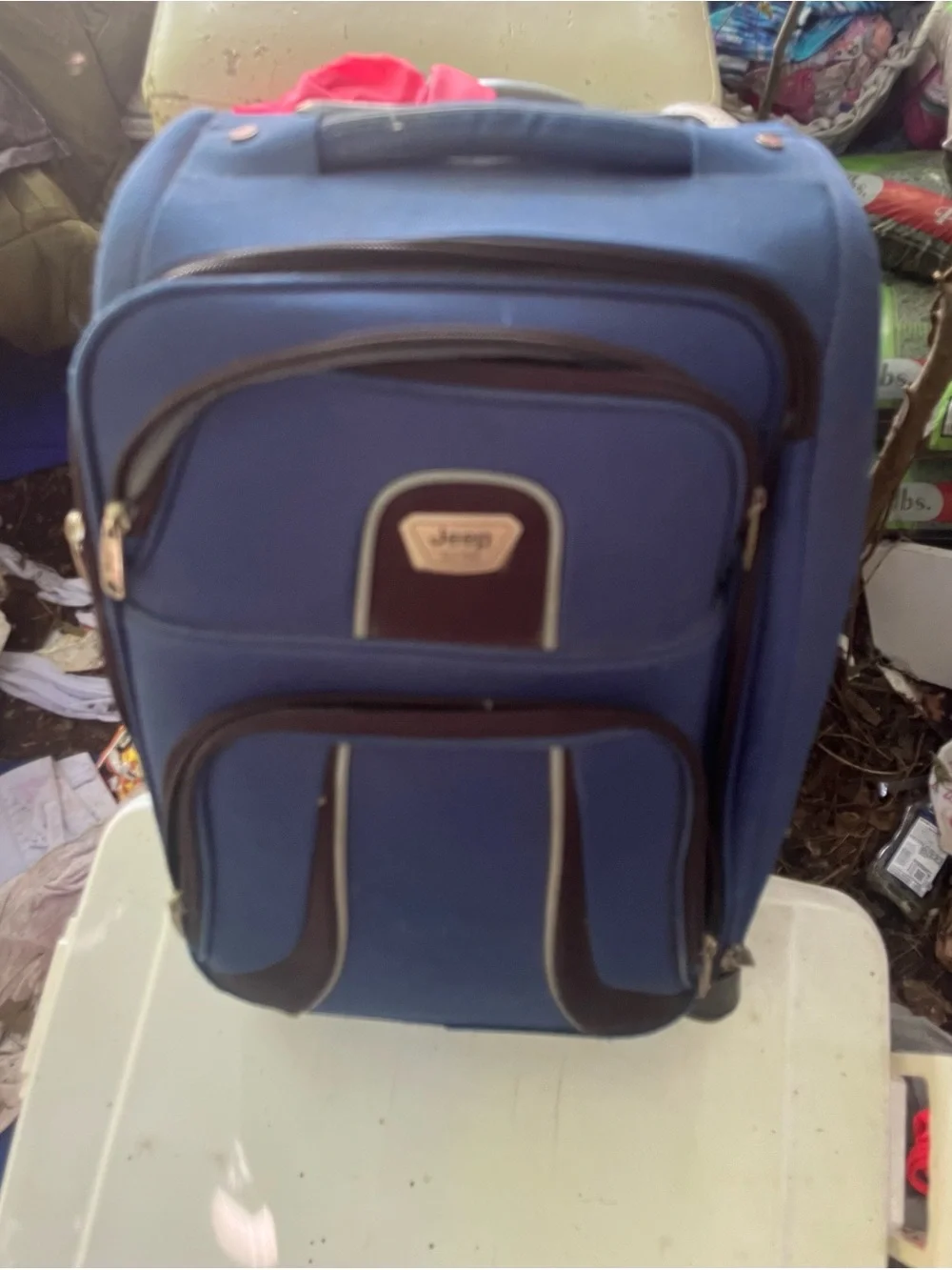 Jeep Blue Travel Suitcase with Front Organizer Pockets